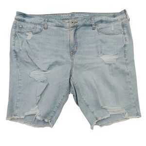 Torrid Bermuda Short Womens 22 Blue Perfect 10" Vintage Stretch Distressed